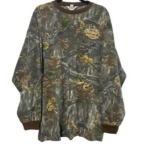 Vintage 90's/y2k camo pocket tee oregon/brown trim on collar/sleeve